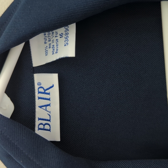 VTG BLAIR Navy Blue Oversized Blazer One Button Blazer Gold Accent 16 - Picture 6 of 8